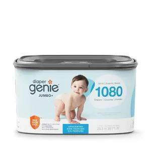 Jumbo+ Square Refill, with continuous film, can hold up to 1080 newborn-sized diapers per refill. Jumbo+ Square Refill, with continuous film, can hold up to 1080 newborn-sized diapers per refill.