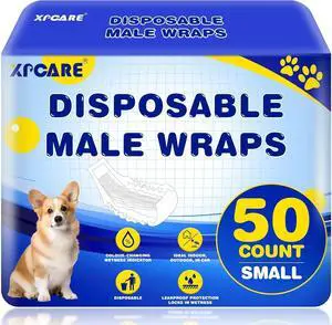 50 Count Disposable Male Dog Diapers, Male Dog Wraps,Super Absorbent Leak-Proof Fit (Small) 50 Count Disposable Male Dog Diapers, Male Dog Wraps,Super Absorbent Leak-Proof Fit (Small)