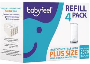 Refills Compatible with DEKOR PLUS Diaper Pails | 4 Pack | Exclusive 30% Extra Thickness | Diaper Pail Refills with Powerful Odor Elimination | Fresh Powder Scent | Holds up to 2320 Diapers Refills Compatible with DEKOR PLUS Diaper Pails | 4 Pack | Exclusive 30% Extra Thickness | Diaper Pail Refills with Powerful Odor Elimination | Fresh Powder Scent | Holds up to 2320 Diapers