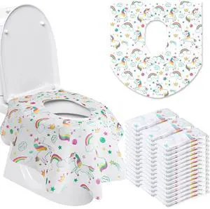 50 Packs Disposable Toilet Seat Covers Extra Large Individually Wrapped for Kids and Adults, Portable Non Slip Waterproof Potty Seat Covers for Toddlers Potty Training, Travel (Unicorn) 50 Packs Disposable Toilet Seat Covers Extra Large Individually Wrapped for Kids and Adults, Portable Non Slip Waterproof Potty Seat Covers for Toddlers Potty Training, Travel (Unicorn)