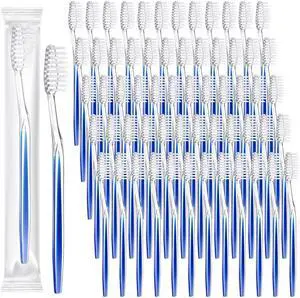 100 Pcs Individually Wrapped Toothbrush Bulk Disposable Travel Toothbrushes Soft Bristle Tooth Brush Single Pack for Camping Adults Kids Hotels Guest Toiletries (Blue) 100 Pcs Individually Wrapped Toothbrush Bulk Disposable Travel Toothbrushes Soft Bristle Tooth Brush Single Pack for Camping Adults Kids Hotels Guest Toiletries (Blue)