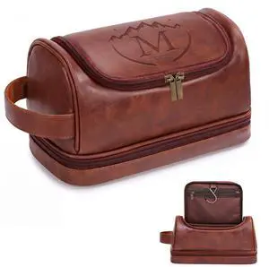 Personalized Gifts Mens Travel Toiletry Bag with Hook, Water-resistant PU Leather Shaving Organizer with Engraved Letter Initials, Unique Groomsmen Birthday Gifts for Men, Dad, Husband, Son,M Personalized Gifts Mens Travel Toiletry Bag with Hook, Water-resistant PU Leather Shaving Organizer with Engraved Letter Initials, Unique Groomsmen Birthday Gifts for Men, Dad, Husband, Son,M