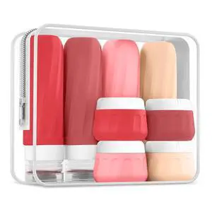 Travel Size Toiletries 8 Pack, TSA Approved 3oz/1oz Silicone Refillable Containers with Clear Travel Bag Travel Size Toiletries 8 Pack, TSA Approved 3oz/1oz Silicone Refillable Containers with Clear Travel Bag