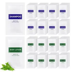 Travel Size Body Wash and Shampoo Bulk,Refreshing White Tea Scent,0.35 fl oz,Individually Wrapped Mini Shower Gel Shampoo Hygiene Kits for Travel/On The Go/Homeless Care/Hotel Guests(Pack of 100) Travel Size Body Wash and Shampoo Bulk,Refreshing White Tea Scent,0.35 fl oz,Individually Wrapped Mini Shower Gel Shampoo Hygiene Kits for Travel/On The Go/Homeless Care/Hotel Guests(Pack of 100)
