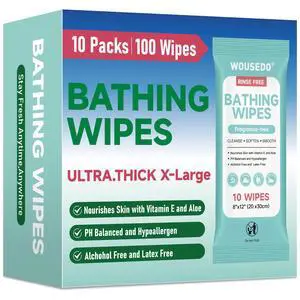 No Rinse Bathing Wipes for Adults 100 Count, Extra Thick 8x12 Inch No Rinse Bathing Wipes for Adults 100 Count, Extra Thick 8x12 Inch