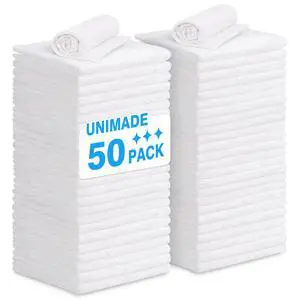 Shop Towel Rags, 50 Pack Reusable Shop Rags Bulk Microfiber Cleaning Cloth Lint Free Cleaning Towels for Car Kitchen Automotive Bar Mechanic Restaurant Garage, 11.5"x 11.5", White Shop Towel Rags, 50 Pack Reusable Shop Rags Bulk Microfiber Cleaning Cloth Lint Free Cleaning Towels for Car Kitchen Automotive Bar Mechanic Restaurant Garage, 11.5"x 11.5", White