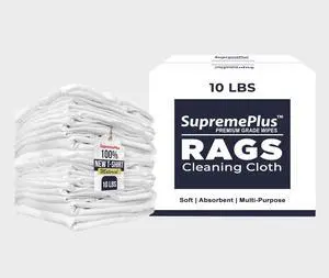 Premium New White Cotton Knit T-Shirt Rags (10 lbs. Box of Rags) - Lint-Free, Soft & Absorbent Cleaning Cloths for Auto, Paint, Garage, Staining & Polishing Premium New White Cotton Knit T-Shirt Rags (10 lbs. Box of Rags) - Lint-Free, Soft & Absorbent Cleaning Cloths for Auto, Paint, Garage, Staining & Polishing