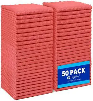 Microfiber Cleaning Cloth Bulk, Shop Towels Shop Rags 50 Pack, Reusable Microfiber Cleaning Rags for Cars, Multi-Purpose Lint Free Towels for Home & Kitchen, 12x12 Inch, Red Microfiber Cleaning Cloth Bulk, Shop Towels Shop Rags 50 Pack, Reusable Microfiber Cleaning Rags for Cars, Multi-Purpose Lint Free Towels for Home & Kitchen, 12x12 Inch, Red