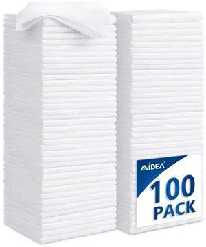White Microfiber Cleaning Cloth 100PK, Reusable Cleaning Rags 12"x12" White Microfiber Cleaning Cloth 100PK, Reusable Cleaning Rags 12"x12"