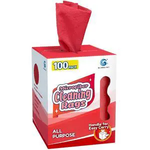 Red Microfiber Cleaning Cloth, 100 Pack Cleaning Rags, Lint-Free, Ultra Absorbent Reusable Paper Towels for Home, Kitchen, Car, Garage or Shop, Dish Rags, 11" x 9" Red Microfiber Cleaning Cloth, 100 Pack Cleaning Rags, Lint-Free, Ultra Absorbent Reusable Paper Towels for Home, Kitchen, Car, Garage or Shop, Dish Rags, 11" x 9"
