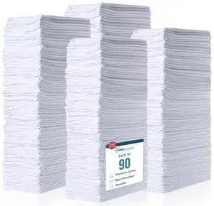 Cotton Shop Towels 14"x12" (90 Pack) Reusable Cleaning Shop Rags for Automobiles, Industries, Garage and Homes (White) Cotton Shop Towels 14"x12" (90 Pack) Reusable Cleaning Shop Rags for Automobiles, Industries, Garage and Homes (White)
