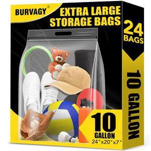 24 Pack Extra Large Plastic Storage Bags 10 Gallons 24"x20"x7" Zero BPA Double Zipper Seal 4 Mils Thick Double Layer Carry Handle Resealable Moving Seasonal Travel Clothes 24 Pack Extra Large Plastic Storage Bags 10 Gallons 24"x20"x7" Zero BPA Double Zipper Seal 4 Mils Thick Double Layer Carry Handle Resealable Moving Seasonal Travel Clothes