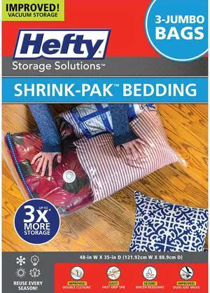 Space Bags Vacuum Storage Bags for Bedding Jumbo Compression 3 Pack Clear for Comforters Blankets (3 Jumbo/Bedding Solo) Space Bags Vacuum Storage Bags for Bedding Jumbo Compression 3 Pack Clear for Comforters Blankets (3 Jumbo/Bedding Solo)