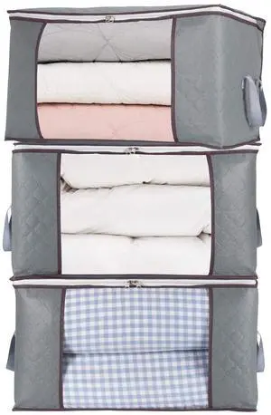 3Pcs Zippered Storage Bag for Closet King Comforter, pillow, quilt, bedding, Clothes, Blanket Organizers with Large Clear Window & Carry Handles Space Saver 3Pcs Zippered Storage Bag for Closet King Comforter, pillow, quilt, bedding, Clothes, Blanket Organizers with Large Clear Window & Carry Handles Space Saver