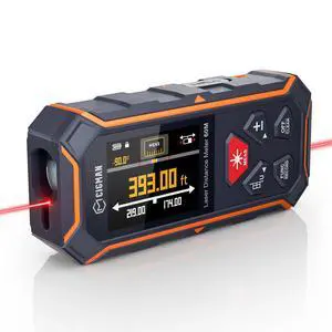 Dual Laser Measuring Tool, CIGMAN 393Ft Bilateral Laser Measurement Tool Color Backlit LCD Display, Rechargeable Laser Measure with 6 Units Ft/in/M, Angle Sensor, Multiple Measure Mode, Magnetic Back Dual Laser Measuring Tool, CIGMAN 393Ft Bilateral Laser Measurement Tool Color Backlit LCD Display, Rechargeable Laser Measure with 6 Units Ft/in/M, Angle Sensor, Multiple Measure Mode, Magnetic Back