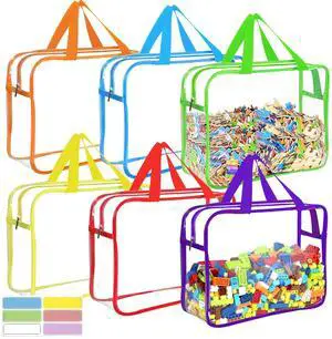 6 Packs Large Toy Storage Bags with Labels, Reusable Clear PVC Board Game Storage, Travel Waterproof Organizer Bags with Zipper for Building Blocks, Puzzle, Kids Books6 Colors 6 Packs Large Toy Storage Bags with Labels, Reusable Clear PVC Board Game Storage, Travel Waterproof Organizer Bags with Zipper for Building Blocks, Puzzle, Kids Books6 Colors