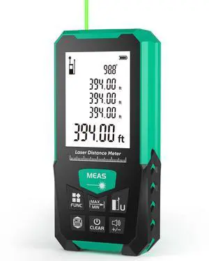 Laser Measuring Tool, 394ft Laser Measure for Distance, Area, Volume and Pythagoras Measurement, with Level, Battery Included Laser Measuring Tool, 394ft Laser Measure for Distance, Area, Volume and Pythagoras Measurement, with Level, Battery Included