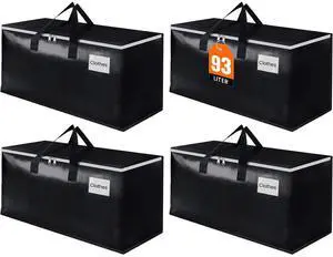 Extra Large Moving Boxes-Moving Bags with Zipper, Carrying Handles and Tag Pocket-Moving Supplies for Space Saving-Totes for Storage - for moving, Storage, Camping and Travel 93L-4 Pack Extra Large Moving Boxes-Moving Bags with Zipper, Carrying Handles and Tag Pocket-Moving Supplies for Space Saving-Totes for Storage - for moving, Storage, Camping and Travel 93L-4 Pack