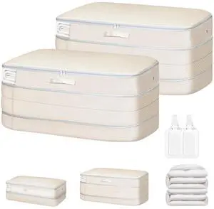 Comforter Storage Bag - Large Capacity Bedding Storage Bags Ultra Space Saving Self Compression Organizer, Washable Compression Bags for Storage Comforter Blanket Duvet Pillow, 2-Pack, Beige Comforter Storage Bag - Large Capacity Bedding Storage Bags Ultra Space Saving Self Compression Organizer, Washable Compression Bags for Storage Comforter Blanket Duvet Pillow, 2-Pack, Beige