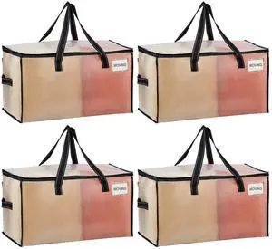 4 Pack Heavy Duty Moving Bags, Clear Storage Bags for Clothes and Comforters, College Dorm Essentials Packing Supplies, Foldable Boxes Alternative (Clear, 4 Pack) 4 Pack Heavy Duty Moving Bags, Clear Storage Bags for Clothes and Comforters, College Dorm Essentials Packing Supplies, Foldable Boxes Alternative (Clear, 4 Pack)