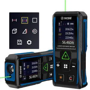 Green Laser Distance Meter Digital Laser Measure with Angle Sensor, 4-Way Rotating Backlit LCD, Pythagorean Mode, Unit Switch, 3mm Accuracy, Handheld Measuring Tool, 328Ft Range Green Laser Distance Meter Digital Laser Measure with Angle Sensor, 4-Way Rotating Backlit LCD, Pythagorean Mode, Unit Switch, 3mm Accuracy, Handheld Measuring Tool, 328Ft Range