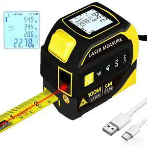 GladJoJoY 4-in-1 Laser Tape Measure 328FT, Digital Laser Distance Meter,16FT Steel Tape, Dual-Axis Electronic Angle & Crosshair Level,Area/Volume/Pythagorean,LCD Rechargeable Measuring Tool(Yellow) GladJoJoY 4-in-1 Laser Tape Measure 328FT, Digital Laser Distance Meter,16FT Steel Tape, Dual-Axis Electronic Angle & Crosshair Level,Area/Volume/Pythagorean,LCD Rechargeable Measuring Tool(Yellow)