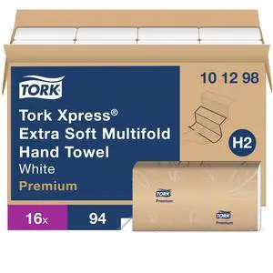 Extra Soft Multifold Hand Towels White with Blue Leaf Print, H2 Dispenser Compatible 16 Packs x 94 Towels (101298) Extra Soft Multifold Hand Towels White with Blue Leaf Print, H2 Dispenser Compatible 16 Packs x 94 Towels (101298)