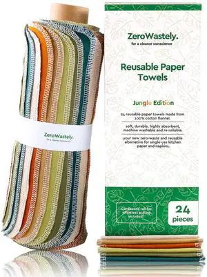 Reusable Paper Towels - Value Pack of 24 Paperless Paper Towels! - 100% Cotton, Super Soft, Absorbent, Washable and Made To Last Reusable Paper Towels - Value Pack of 24 Paperless Paper Towels! - 100% Cotton, Super Soft, Absorbent, Washable and Made To Last