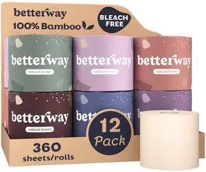 Unbleached Bamboo Toilet Paper Rolls - Eco-Friendly 3 Ply Toilet Tissue - 12 Long-Lasting Rolls - 360 Sheets/Roll - Organic, FSC Certified, Septic Safe TP - Lint-Free, PFAS-Free Bath Tissue Unbleached Bamboo Toilet Paper Rolls - Eco-Friendly 3 Ply Toilet Tissue - 12 Long-Lasting Rolls - 360 Sheets/Roll - Organic, FSC Certified, Septic Safe TP - Lint-Free, PFAS-Free Bath Tissue