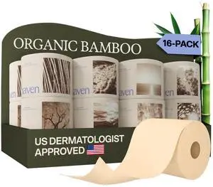 Unbleached Bamboo Toilet Paper, 3-Ply, 16 Rolls, 300 Sheets per Roll Unbleached Bamboo Toilet Paper, 3-Ply, 16 Rolls, 300 Sheets per Roll