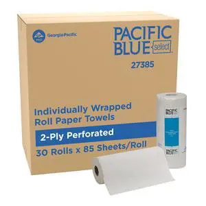 Pacific Blue Select by Georgia-Pacific PRO 2-Ply Perforated Roll Paper Towels, Individually Wrapped, White, 85 Sheets Per Roll, 30 Rolls Per Case, 27385 Pacific Blue Select by Georgia-Pacific PRO 2-Ply Perforated Roll Paper Towels, Individually Wrapped, White, 85 Sheets Per Roll, 30 Rolls Per Case, 27385