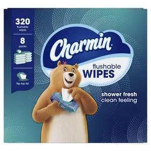 Flushable Wipes, 320 Total Wipes (8 Packs of 40) Flushable Wipes, 320 Total Wipes (8 Packs of 40)