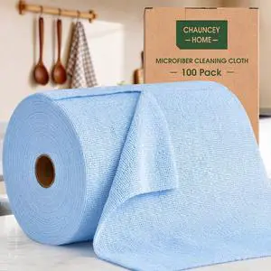 Microfiber Cleaning Cloth Roll - 100 Pack Tear Away Microfiber Paper Towels, Reusable, Washable, Scratch-Free, Kitchen Towels for Car, Home, Kitchen, Glass, Dishes (Blue) Microfiber Cleaning Cloth Roll - 100 Pack Tear Away Microfiber Paper Towels, Reusable, Washable, Scratch-Free, Kitchen Towels for Car, Home, Kitchen, Glass, Dishes (Blue)