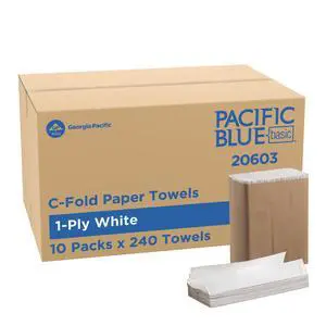 Pacific Blue Basic by Georgia-Pacific PRO C-Fold Paper Towels, White, 10.1 x 12.7 (LxW), 240 Towels Per Pack, 10 Packs Per Case, 20603 Pacific Blue Basic by Georgia-Pacific PRO C-Fold Paper Towels, White, 10.1 x 12.7 (LxW), 240 Towels Per Pack, 10 Packs Per Case, 20603