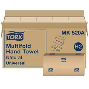 Multifold Hand Towel, Natural, 100% recycled, FSC certified, Compatible with H2 Dispensers, 16 packs x 250 sheets (MK520A) Multifold Hand Towel, Natural, 100% recycled, FSC certified, Compatible with H2 Dispensers, 16 packs x 250 sheets (MK520A)