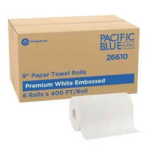Pacific Blue Ultra by Georgia-Pacific PRO 9 Paper Towel Rolls, White, 400 Feet Per Roll, 6 Rolls Per Case, 26610 Pacific Blue Ultra by Georgia-Pacific PRO 9 Paper Towel Rolls, White, 400 Feet Per Roll, 6 Rolls Per Case, 26610
