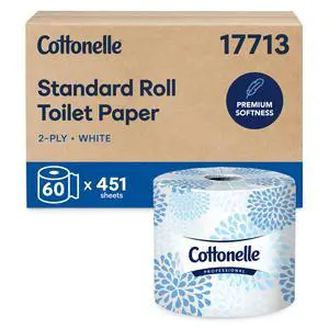 Standard Roll Bulk Toilet Paper (17713), 2-Ply, White (60 Rolls of 451 Sheets, 27,060 Sheet Total) Standard Roll Bulk Toilet Paper (17713), 2-Ply, White (60 Rolls of 451 Sheets, 27,060 Sheet Total)