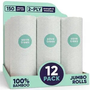 Bamboo Paper Towels 12pk - 1800 Sheets Paper Towel Rolls Ultra Absorbent & Durable EcoTowels - FSC-Certified, Vegan Bamboo Kitchen Rolls Bamboo Paper Towels 12pk - 1800 Sheets Paper Towel Rolls Ultra Absorbent & Durable EcoTowels - FSC-Certified, Vegan Bamboo Kitchen Rolls