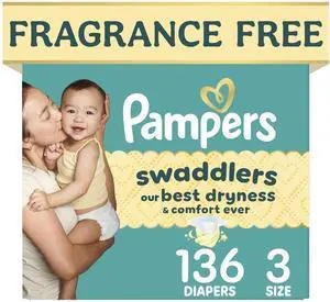 Swaddlers Diapers, Size 3 (13-26 lbs), 136 Count, Fragrance Free, Hypoallergenic, Absorbent, Pediatrician Recommended, Skin Safe Swaddlers Diapers, Size 3 (13-26 lbs), 136 Count, Fragrance Free, Hypoallergenic, Absorbent, Pediatrician Recommended, Skin Safe