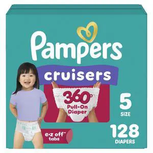 Diapers - Cruisers 360 - Size 5, 128 Count, Babyproof up to 100% Leakproof Pull-On Diaper Diapers - Cruisers 360 - Size 5, 128 Count, Babyproof up to 100% Leakproof Pull-On Diaper