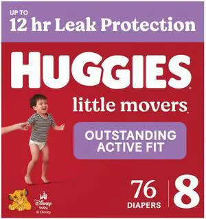 Size 8 Diapers, Little Movers Baby Diapers, Size 8 (46+ lbs), 76 Count (2 Packs of 38), Packaging May Vary Size 8 Diapers, Little Movers Baby Diapers, Size 8 (46+ lbs), 76 Count (2 Packs of 38), Packaging May Vary