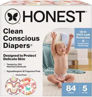 Comfort Dry Disposable Daytime Diapers, Hypoallergenic, Fragrance-Free, Sensitive Skin, Wingin' It + Catching Rainbows, Super Club Box Size 5 (27+ lbs), 84 Count Comfort Dry Disposable Daytime Diapers, Hypoallergenic, Fragrance-Free, Sensitive Skin, Wingin' It + Catching Rainbows, Super Club Box Size 5 (27+ lbs), 84 Count