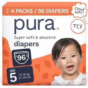 Baby Diapers Size 5-96 Count, 27-35lbs, 12hr Leak Protection, Cloud Soft & Gentle Diapers for Hypoallergenic & Sensitive Baby Skin, Toxin-Free*, Organic Cotton, Blowout Blocker, New Size Guide Baby Diapers Size 5-96 Count, 27-35lbs, 12hr Leak Protection, Cloud Soft & Gentle Diapers for Hypoallergenic & Sensitive Baby Skin, Toxin-Free*, Organic Cotton, Blowout Blocker, New Size Guide