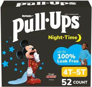 Boys' Night-Time Potty Training Pants, Size 4T-5T Overnight Training Underwear (38-50 lbs), 52 Ct Boys' Night-Time Potty Training Pants, Size 4T-5T Overnight Training Underwear (38-50 lbs), 52 Ct