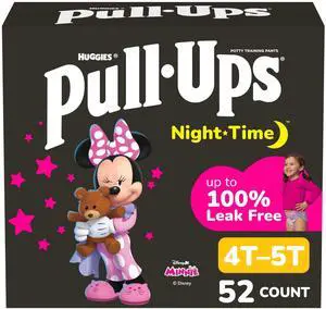 Girls' Night-Time Potty Training Pants, Size 4T-5T Overnight Training Underwear (38-50 lbs), 52 Ct Girls' Night-Time Potty Training Pants, Size 4T-5T Overnight Training Underwear (38-50 lbs), 52 Ct