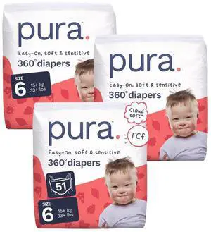 Hypoallergenic Diaper Pants Size 6 (33+ lbs) Overnight, up to 12 Hours Leak Protection, Suitable for Sensitive Skin, Totally Chlorine Free, Soft Organic Cotton, 3 Packs of 17 (51 Pull Up Pants) Hypoallergenic Diaper Pants Size 6 (33+ lbs) Overnight, up to 12 Hours Leak Protection, Suitable for Sensitive Skin, Totally Chlorine Free, Soft Organic Cotton, 3 Packs of 17 (51 Pull Up Pants)