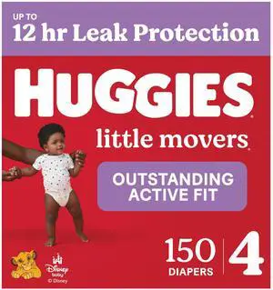 Size 4 Diapers, Little Movers Baby Diapers, Size 4 (22-37 lbs), 150 Count (6 Packs of 25), Packaging May Vary Size 4 Diapers, Little Movers Baby Diapers, Size 4 (22-37 lbs), 150 Count (6 Packs of 25), Packaging May Vary