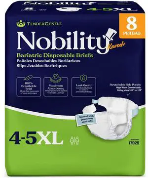 4-5xl Adult Diapers for Women and Men - 8 Bariatric Disposable Briefs with Tabs and Stretchable Side Panels - 100% Breathable with Maximum Absorbency 4-5xl Adult Diapers for Women and Men - 8 Bariatric Disposable Briefs with Tabs and Stretchable Side Panels - 100% Breathable with Maximum Absorbency