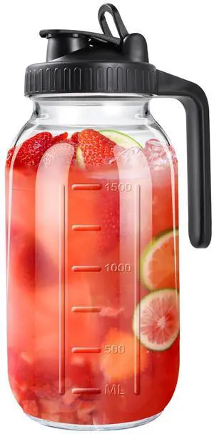 64oz Mason Jar Pitcher, Airtight & Leakproof Glass Pitcher with Lid 64oz Mason Jar Pitcher, Airtight & Leakproof Glass Pitcher with Lid