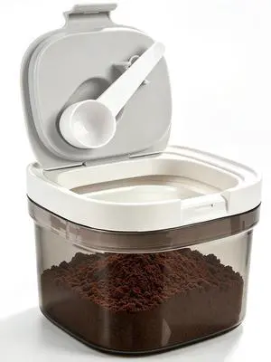 Airtight Coffee Canister with Magnetic Spoon, 0.8L BPA-Free Plastic Coffee Container for Ground Coffee & Beans, Dual Seal Locking Lid, Dark Brown Pantry Storage Jar Airtight Coffee Canister with Magnetic Spoon, 0.8L BPA-Free Plastic Coffee Container for Ground Coffee & Beans, Dual Seal Locking Lid, Dark Brown Pantry Storage Jar